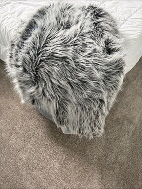 Faux Fur Throw Blanket - Gray and White
